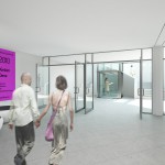 Vorschlag für die Gestaltung des Foyer mit Aufzugsanlage nach Abschluss der Sanierung